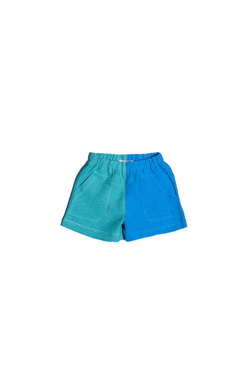 Shorts Chico Bicolor Linho Azul