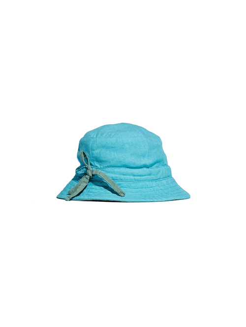 Chapéu Reversível Linho Verde yoshi+azul aberto