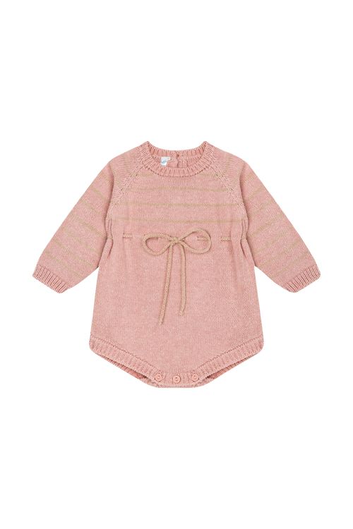 Romper Curta Manga Longa Rosa