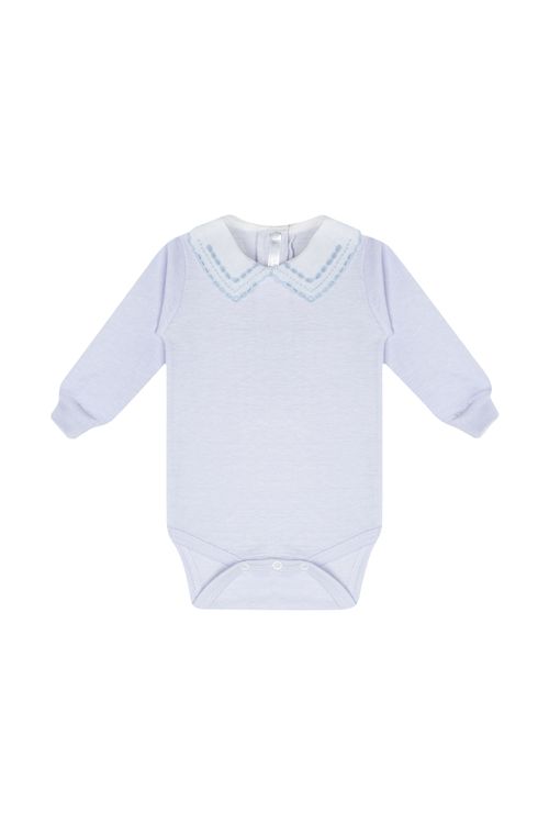 BODY BEBÊ BORDADO À MÃO GREGO POLO AZUL