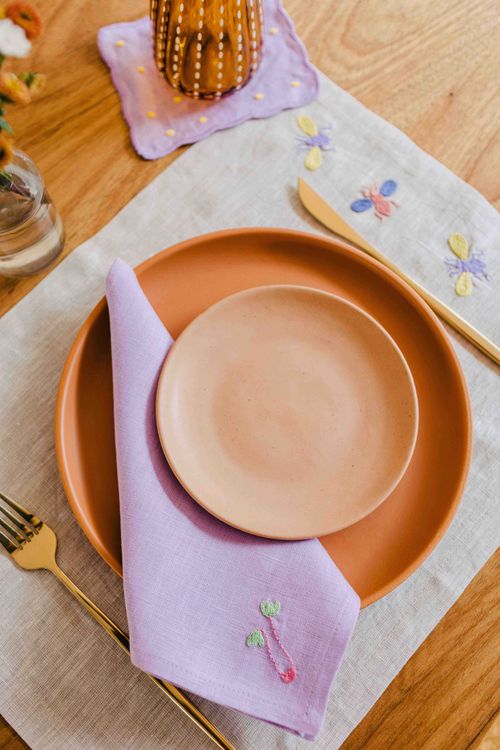 Guardanapo Mesa de Linho Modernista Orquídeas - lilás