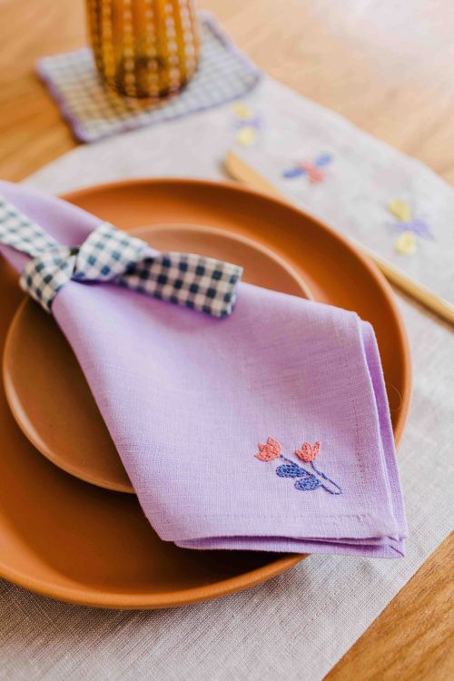 Guardanapo Mesa de Linho Modernista tulipa - lilás