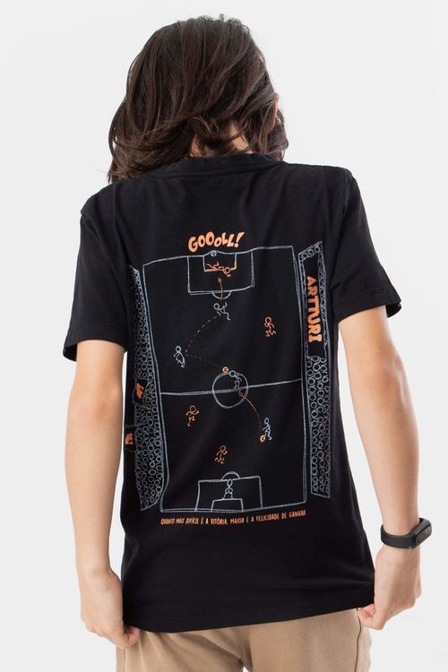 Camiseta Infantil Esquema Tático Futebol - Preta