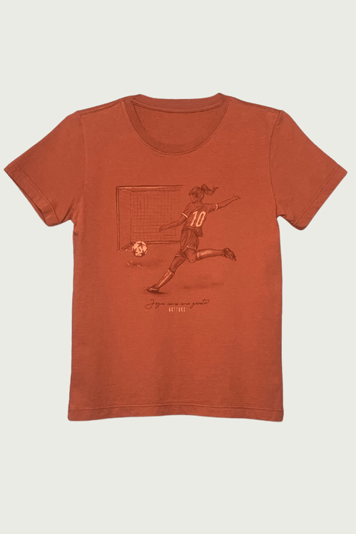 Camiseta Infantil Jogue como uma garota - Cor Terracota