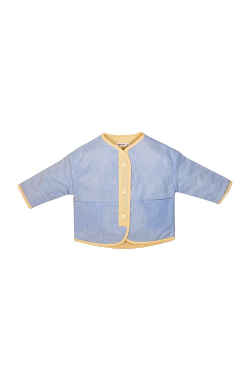 Casaco Acolchoado Azul com Amarelo