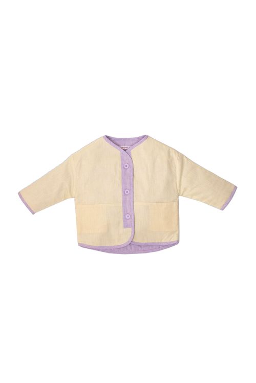 Casaco Acolchoado Amarelo com Violeta