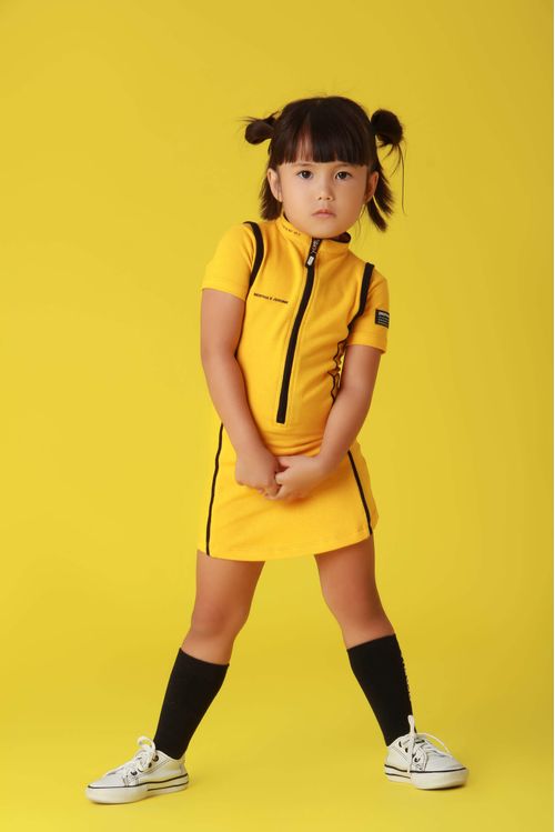 Vestido curto Infantil Player - Amarelo ouro