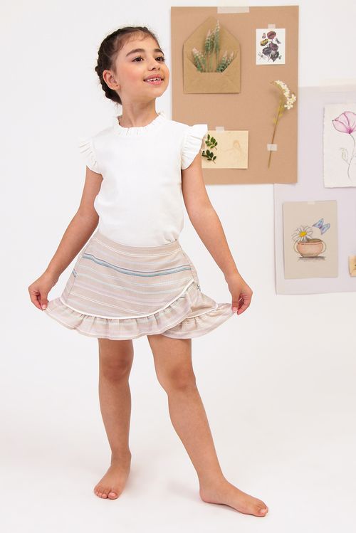 Short-saia Beatriz Listrado Bordado