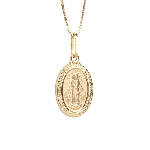 Pingente ouro amarelo 18k - Nossa Senhora Milagrosa