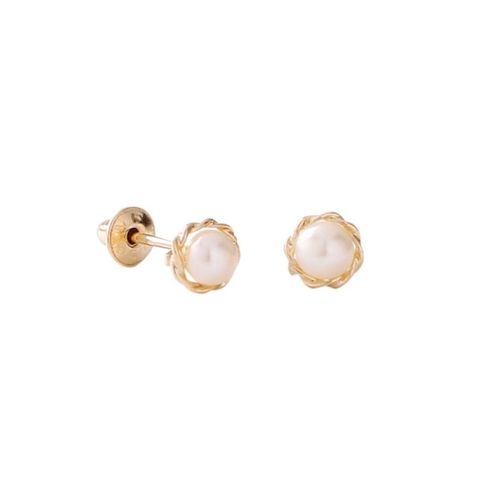Brinco baby ouro amarelo 18k - Pérola