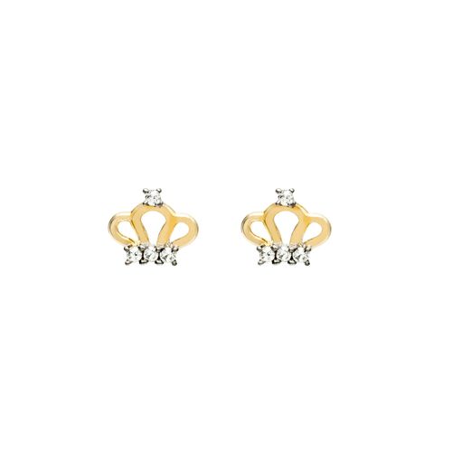 Brinco baby ouro amarelo e branco 18k - Coroa