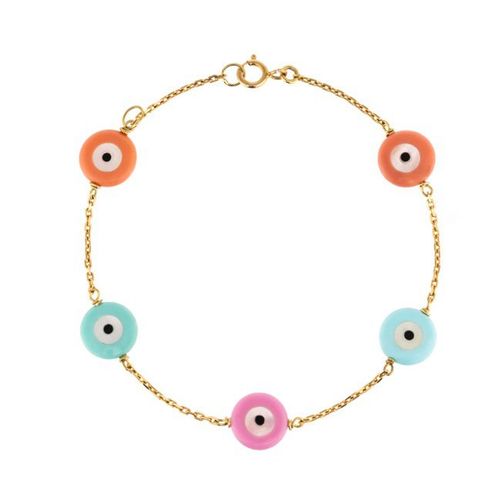 Pulseira ouro amarelo 18k - Olho Grego