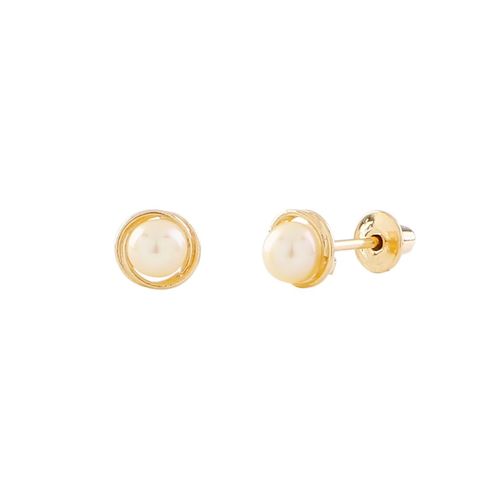 Brinco baby ouro amarelo 18k - Pérola Ninho