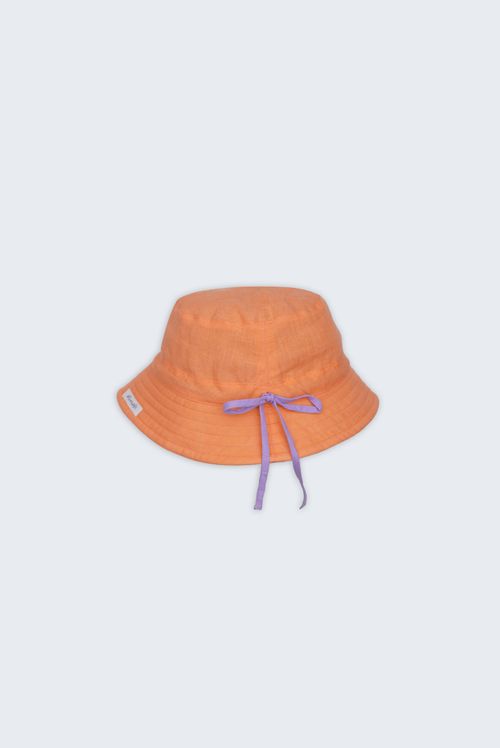 Chapéu Reversível Linho Laranja e Violeta